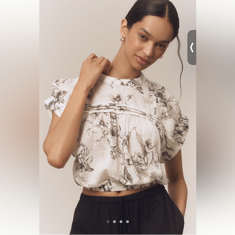 Anthropologie Pilcro Puff Sleeve Crop Top